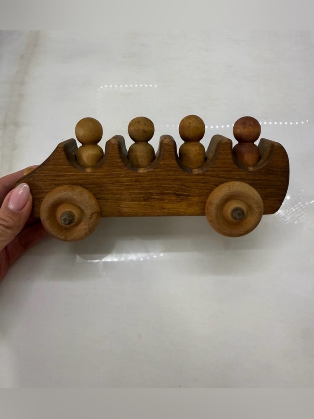 Montessori wooden school bus toy handmade in Canada